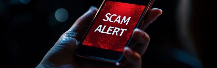 Smartphone displaying cybersecurity scam alert warning