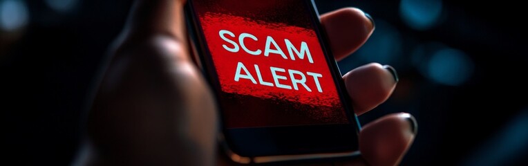 Smartphone displaying cybersecurity scam alert warning