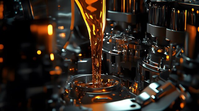Engine oil flowing into a metallic engine component