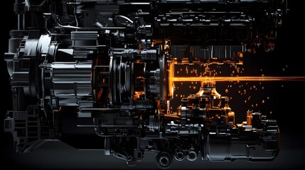 Engine Cutaway Showing Internal Components and Oil Flow