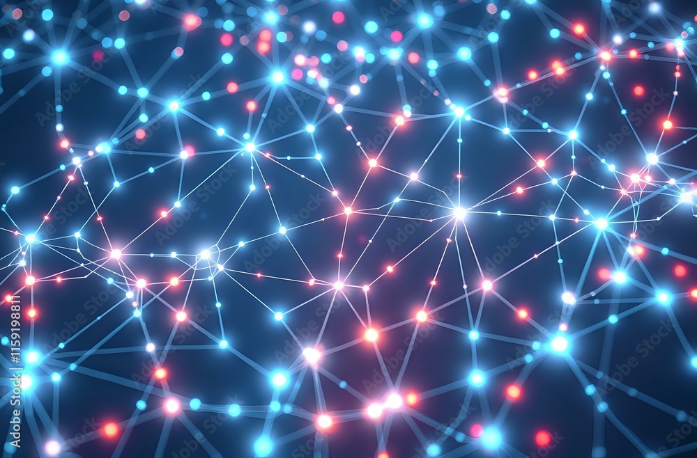 Poster futuristic bioluminescent node pattern