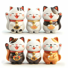 Obraz premium Cute Cat Figurines in Various Colors and Designs for Home Decor