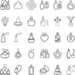 Perfume Bottles, Scents, Fragrances, Cosmetics, Beauty, Icons, Line Art, Design Elements, Illustrati