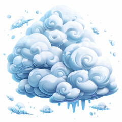 Whimsical White Clouds with Soft Swirls and Delicate Drops