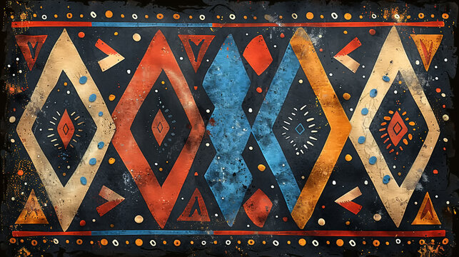 Vibrant geometric patterns bring life to traditional textile art