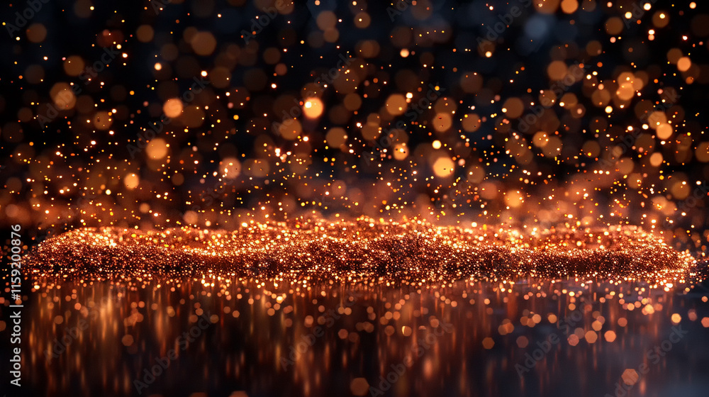 Poster bright sparkles create a magical atmosphere in a dark setting