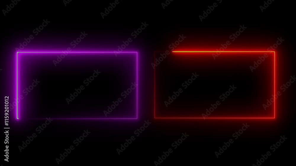 Poster neon rectangle, night, rectangle, retro, rectangle glowing neon frame background animation, glowing 