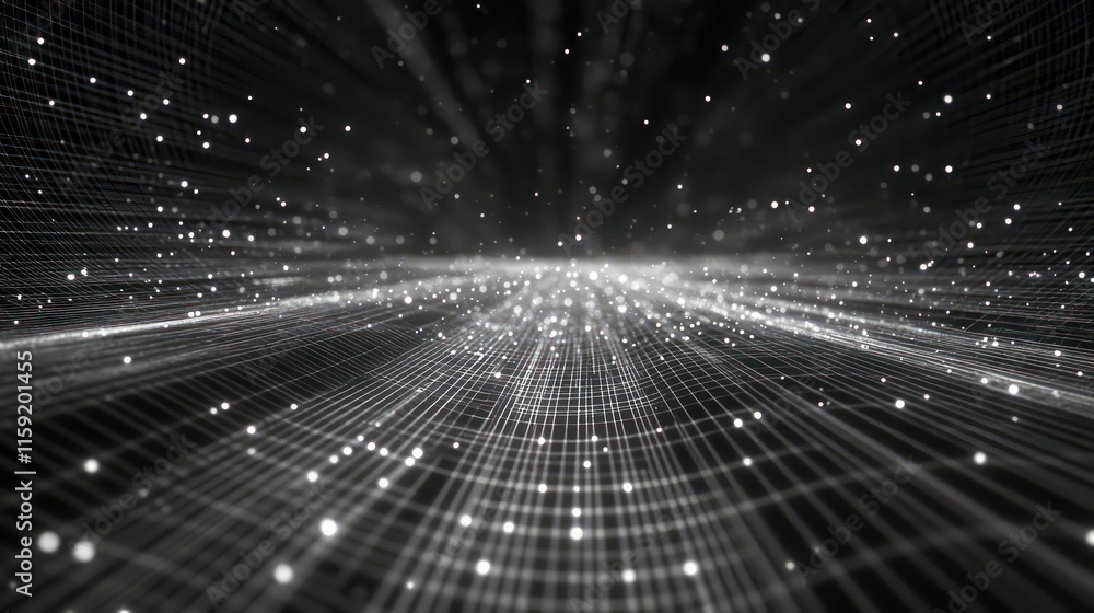 Poster grid surface. abstract science or technology background. digital background with glowing particles a
