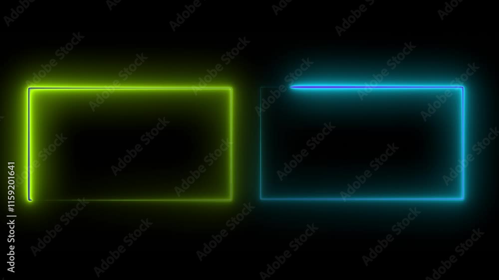 Poster neon rectangle, night, rectangle, retro, rectangle glowing neon frame background animation, glowing 