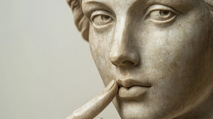Marble sculpture of a classical Greek figure conveying tranquility and thoughtfulness