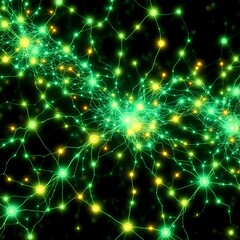 Cybernetic Art Nouveau Nodes in Green & Yellow Glow