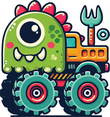 Obraz premium Bold and Colorful Monster Truck Illustration for Marketing, Powerful Monster Truck Illustration, Dynamic Monster Truck Artwork for High Energy Designs