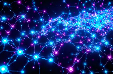 Dynamic Neon Cybernetic Web Patterns - High Resolution Stock Vector Art