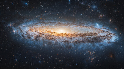 Fototapeta premium Galaxy in outer space showcasing swirling arms and bright core during cosmic twilight