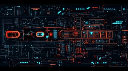 Obraz premium Futuristic Spaceship Control Panel Interface Design