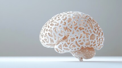 Brain on white background, with copy space
