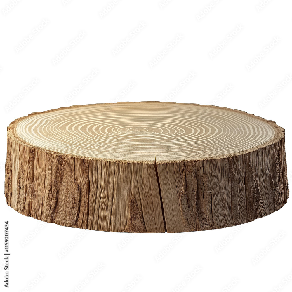 Poster cross section of tree trunk showing growth rings on transparent background