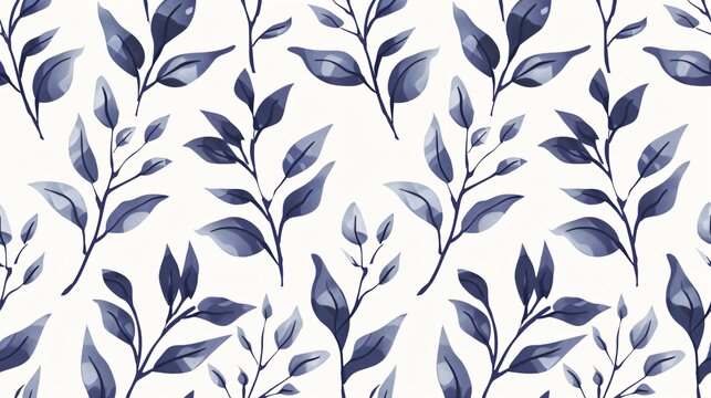 Elegant Seamless Pattern with Hand-drawn Leaves and Branches
