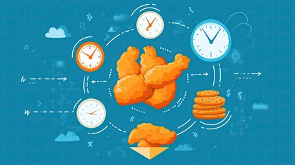 A circular flow chart where chicken tenders are at the center, with branching pathways, illustration