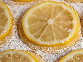 Lemon Drizzle Cake Powdered Sugar Closeup Sweet Treat Dessert Bakery Food Photography Citrus Yummy