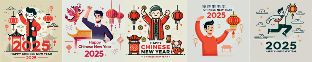 Vector image of man celebrating Chinese New Year