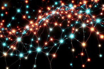 Obraz premium Dynamic Neural Network Wave - Bioluminescent Glow Art Nouveau