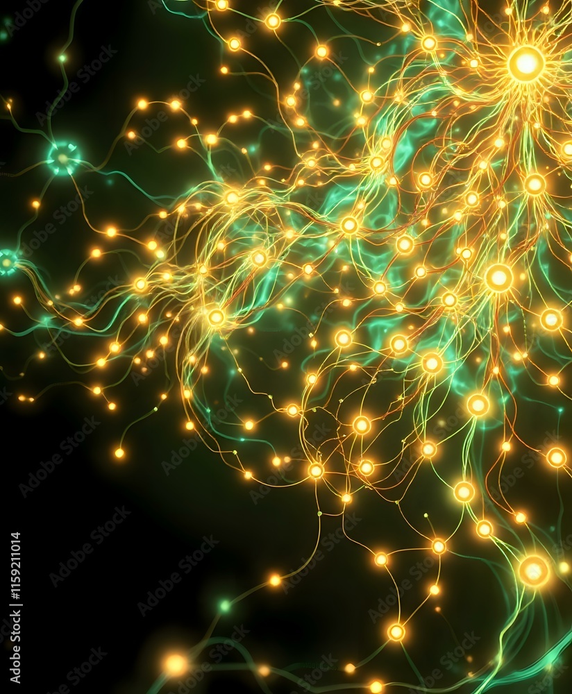 Poster cybernetic art nouveau abstract data visualization