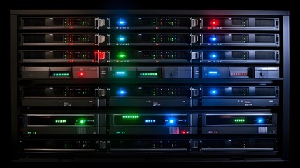 Illuminated Network Servers Rack Data Center Technology