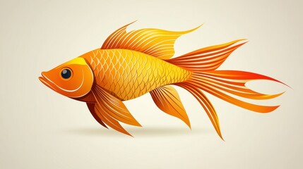 Ornate golden fish illustration, aquatic life.
