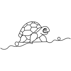 Turtle icon  continuous one line drawing  outline vector illustration