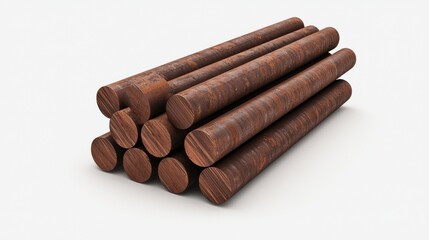 Stacked Iron Bars for Construction Use