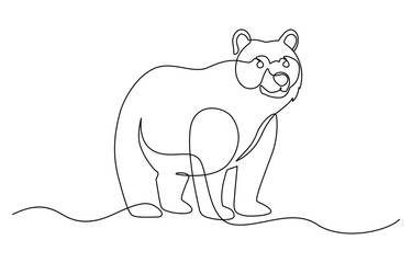 Continuous Line Drawing of a Bear, Bear is taking a leisurely stroll in a continuous line drawing.