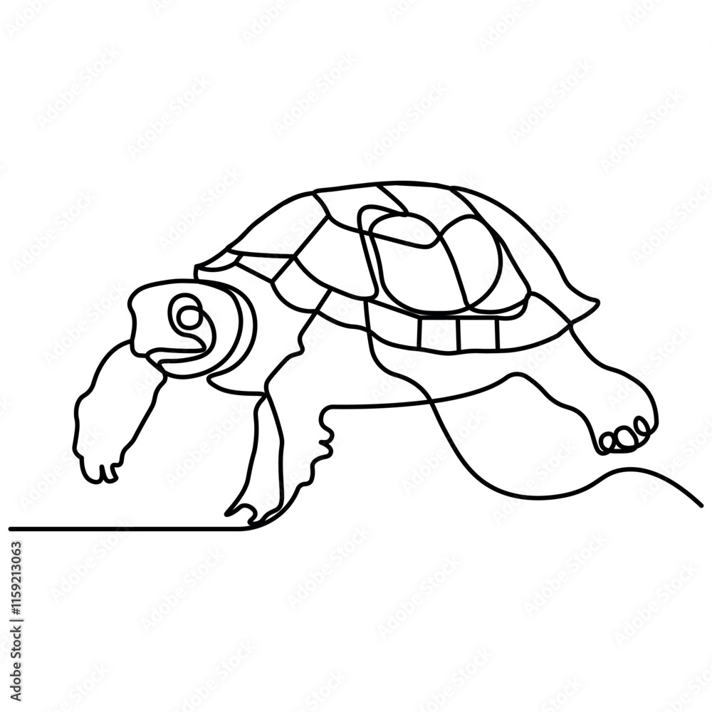 Poster turtle icon continuous one line drawing outline vector illustration