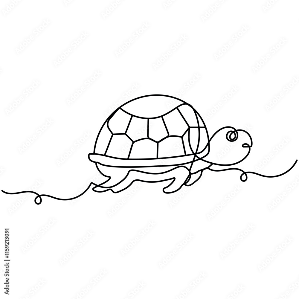 Poster turtle icon continuous one line drawing outline vector illustration