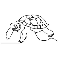 Turtle icon  continuous one line drawing  outline vector illustration