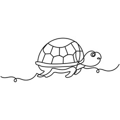 Turtle icon  continuous one line drawing  outline vector illustration