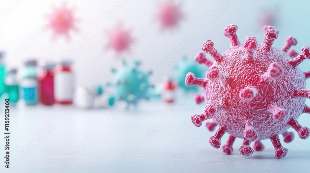 Poster conceptual virus structure with fading background elements