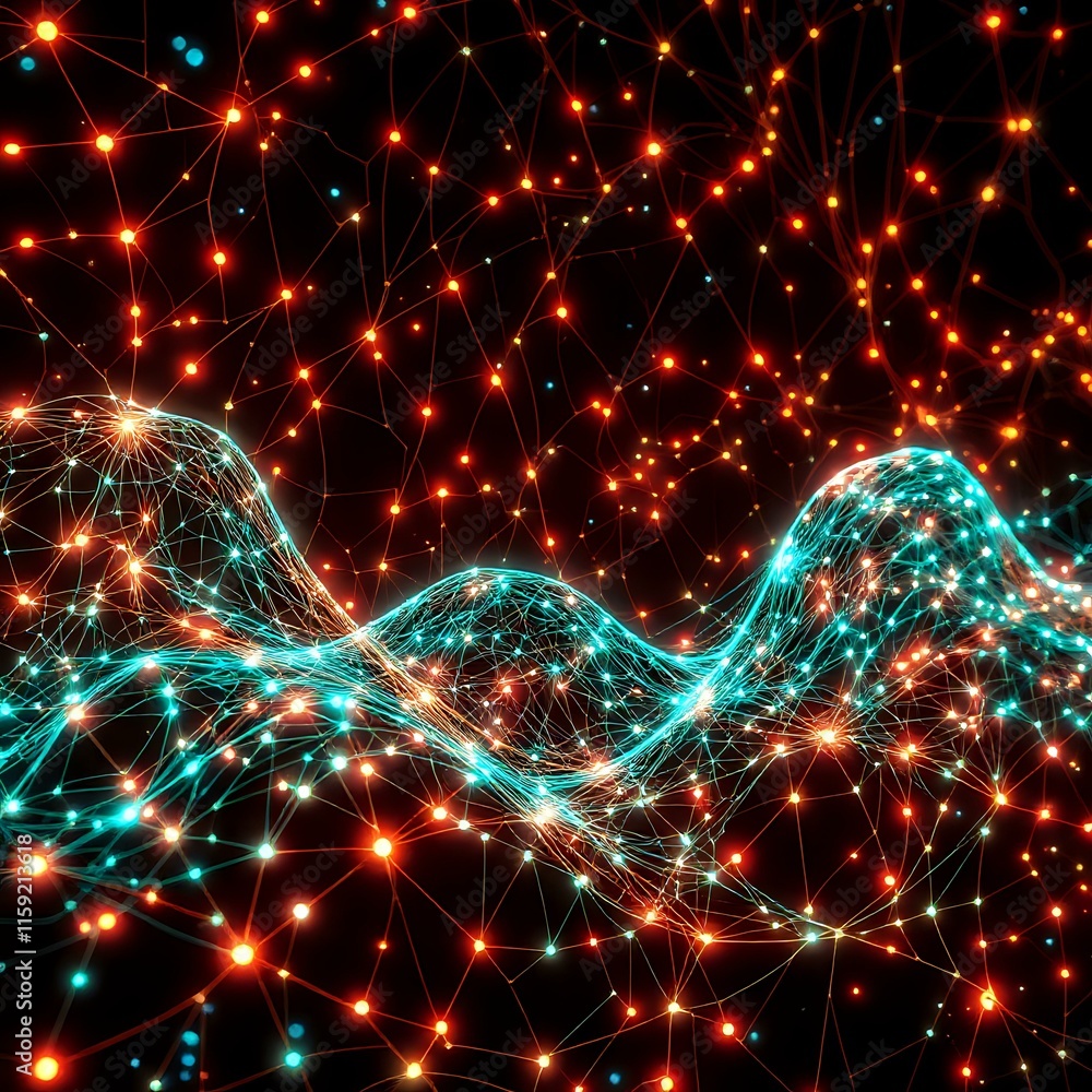 Poster dynamic neural network wave abstract art