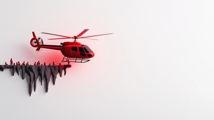 Glowing Helicopter Model Hovering Above Landscape