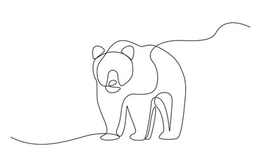 Continuous Line Drawing of a Bear, Bear is taking a leisurely stroll in a continuous line drawing.