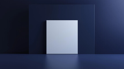 square white framed blank photo   isolated on 3 d  navy blue background