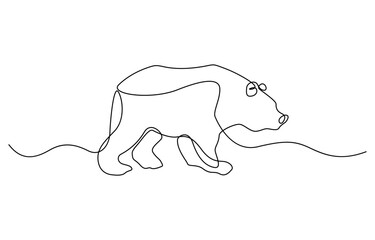 Continuous Line Drawing of a Bear, Bear is taking a leisurely stroll in a continuous line drawing.