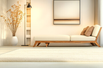 Cozy modern living room with minimalist decor and natural light