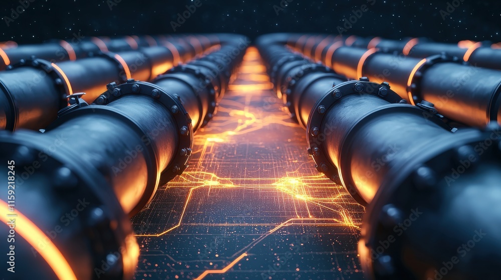 Poster visualization of interconnected gas pipeline system