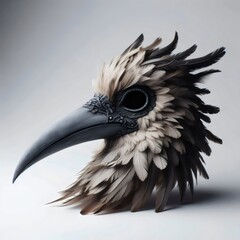 Close up of the head of a bird of prey.