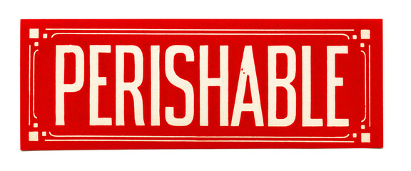 Vintage 1950s Perishable Red Fragile Package Mailing Label Sticker