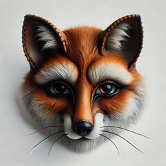 Close up of a red fox mask.