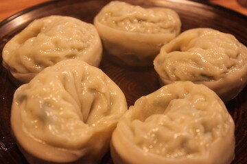 Close-Up of Steamed Dumplings with Soft Texture