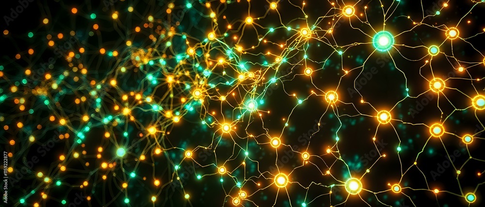 Poster dynamic data visualization in cybernetic art nouveau style with bioluminescent glow