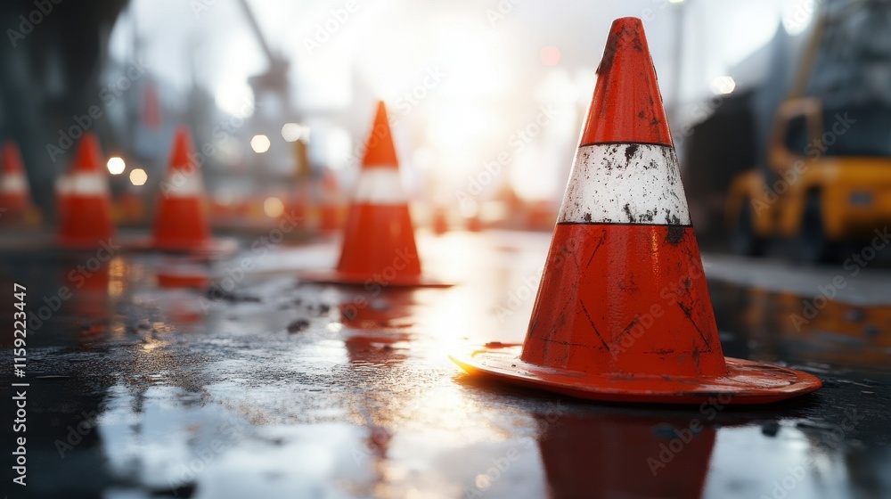 Poster safety cones creating hazards urban settings an -depth analysis traffic management challenges